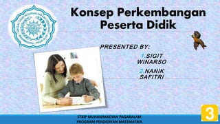 Konsep Perkembangan
Peserta Didik
PRESENTED BY:
1.SIGIT
WINARSO
2.NANIK
SAFITRI
STKIP MUHAMMADYAH PAGARALAM
PROGRAM PENDIDIKAN MATEMATIKA
 