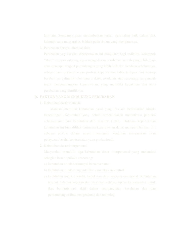 Konsep perubahan dalam keperawatan