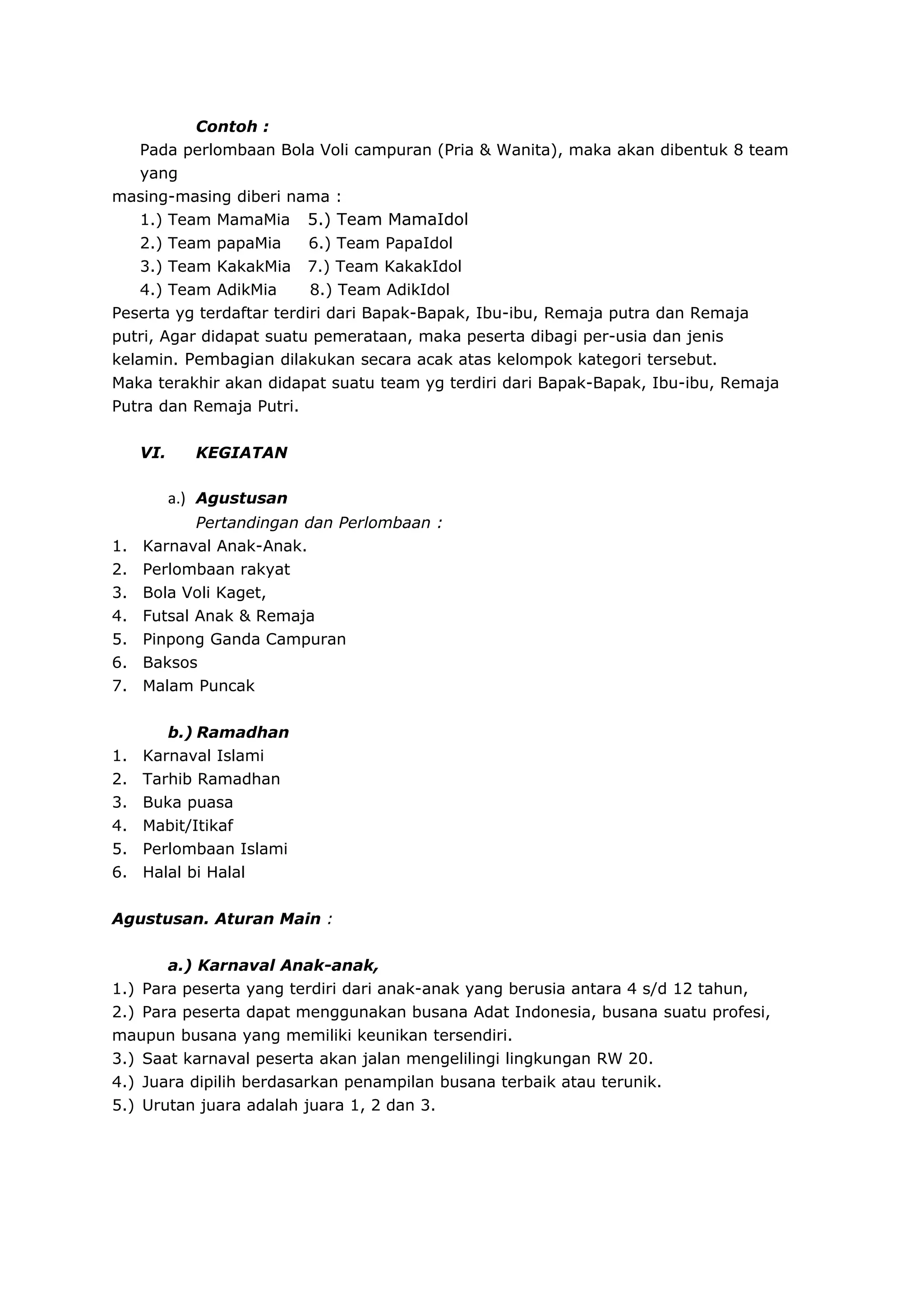 Contoh Proposal Kegiatan Ramadhan Dan Agustusan Doc