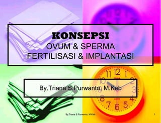 KONSEPSI
OVUM & SPERMA
FERTILISASI & IMPLANTASI
By.Triana S.Purwanto, M.Keb
1By.Triana S.Purwanto, M.Keb
 