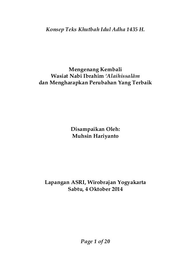 Konsep Teks Khutbah Idul Adha 1435 H