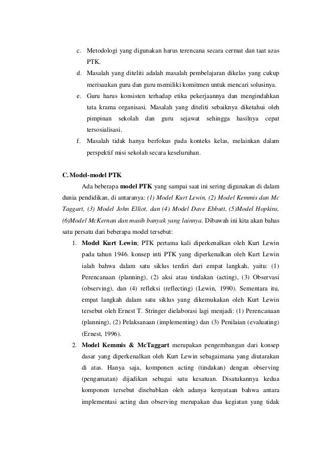 Konsep teori dan contoh PTK