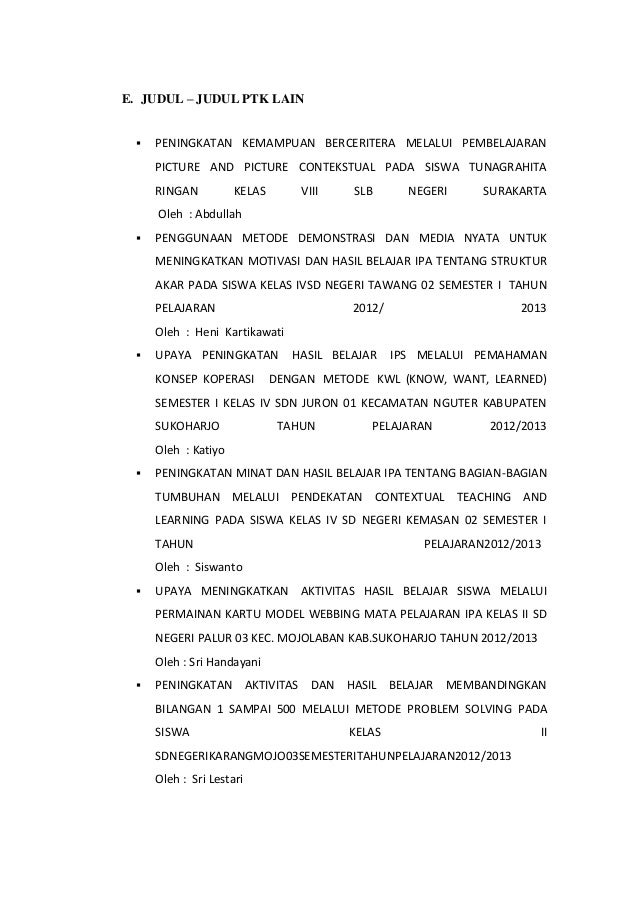 Konsep teori dan contoh PTK