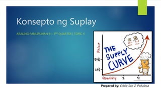 Konsepto ng Suplay
ARALING PANLIPUNAN 9 – 3RD QUARTER | TOPIC 4
Prepared by: Eddie San Z. Peñalosa
 