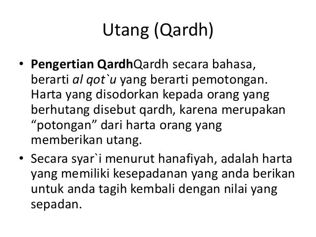 Konsep Utang Dan Modal Dalam Islam Konsep Utang Dan Modal Dalam Islam