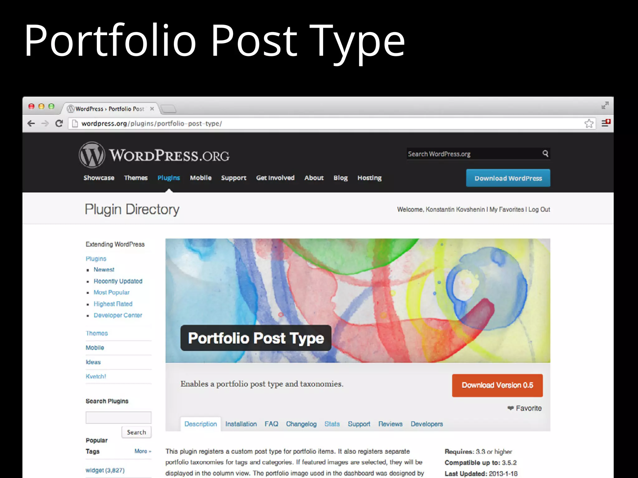 Portfolio Post Type
 