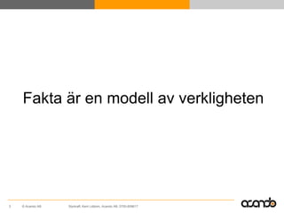 Fakta är en modell av verkligheten




3   © Acando AB   Styrkraft, Kent Lidbom, Acando AB, 0705-609617
 