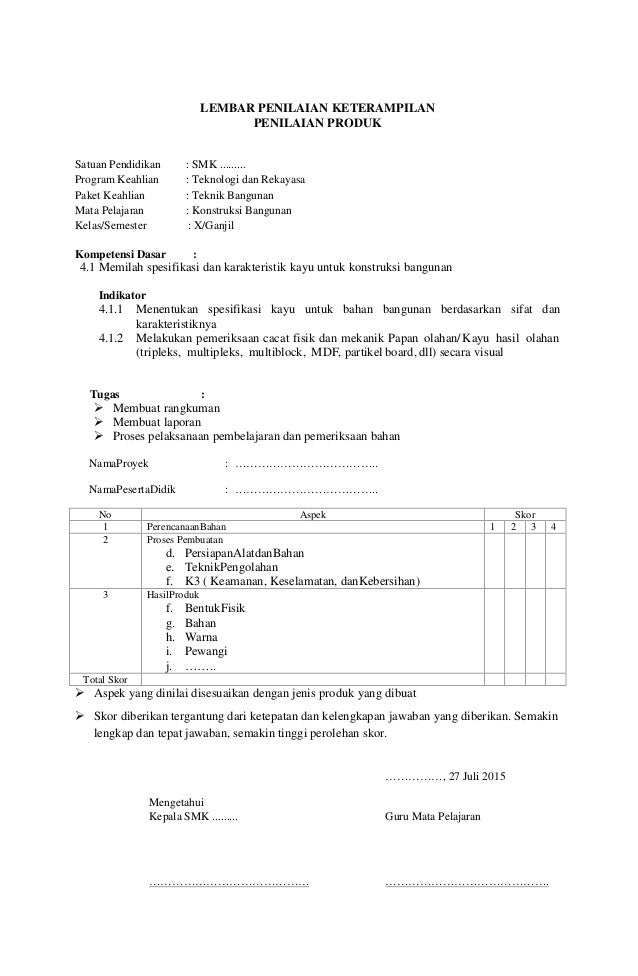 Rpp Smk Konstruksi Bangunan Kelas X