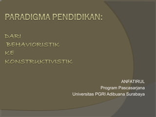 ANFATIRUL
Program Pascasarjana
Universitas PGRI Adibuana Surabaya
 
