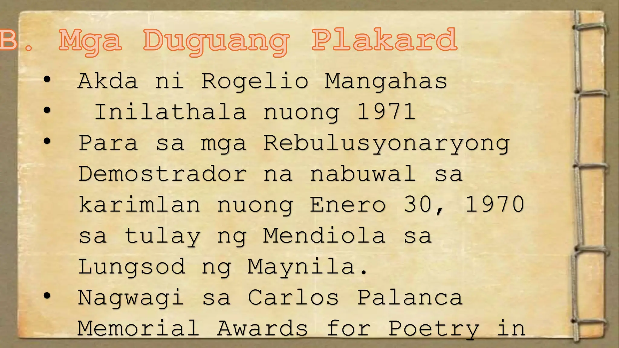 Kontemporaryong Panitikan ni Pangulong Ferdinand Marcos ( 1965-1986), A ...