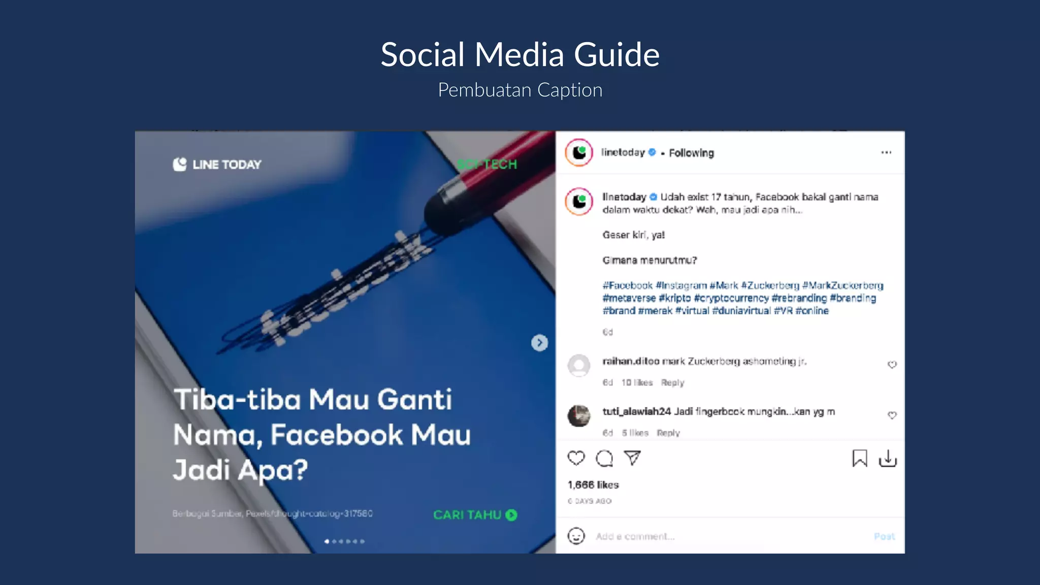 Pembuatan Caption
Social Media Guide
 