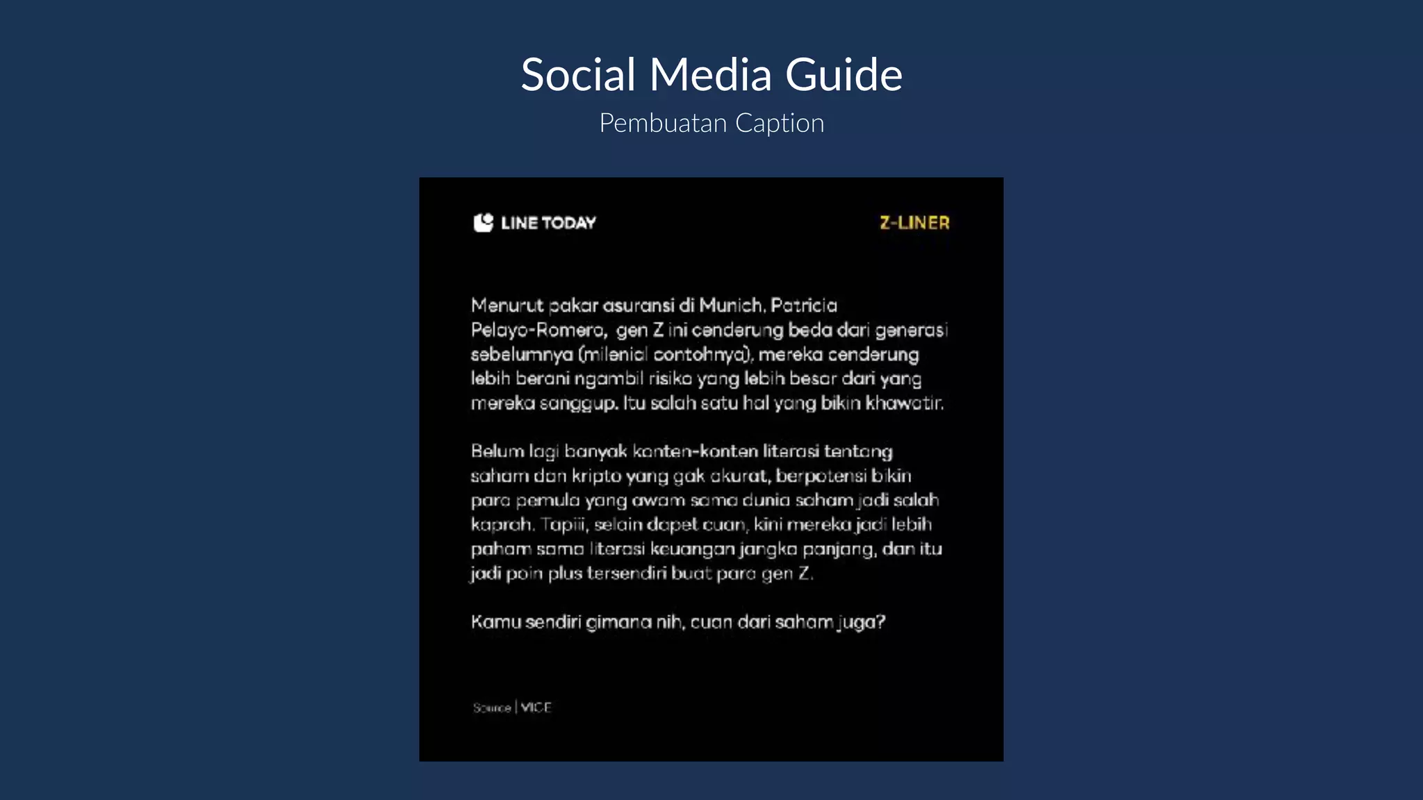 Pembuatan Caption
Social Media Guide
 