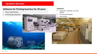 © Quadient 4
Software for Printing business for 20 years
• from mainframes
• to full SaaS solutions
Quadient Business
Cust...