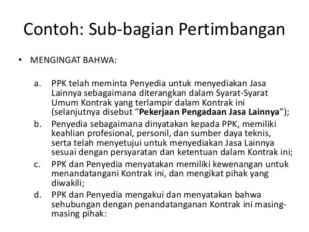 Kontrak berdasarkan perpres 54 tahun 2010 dan Perubahannya