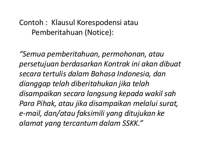Kontrak berdasarkan perpres 54 tahun 2010 dan Perubahannya