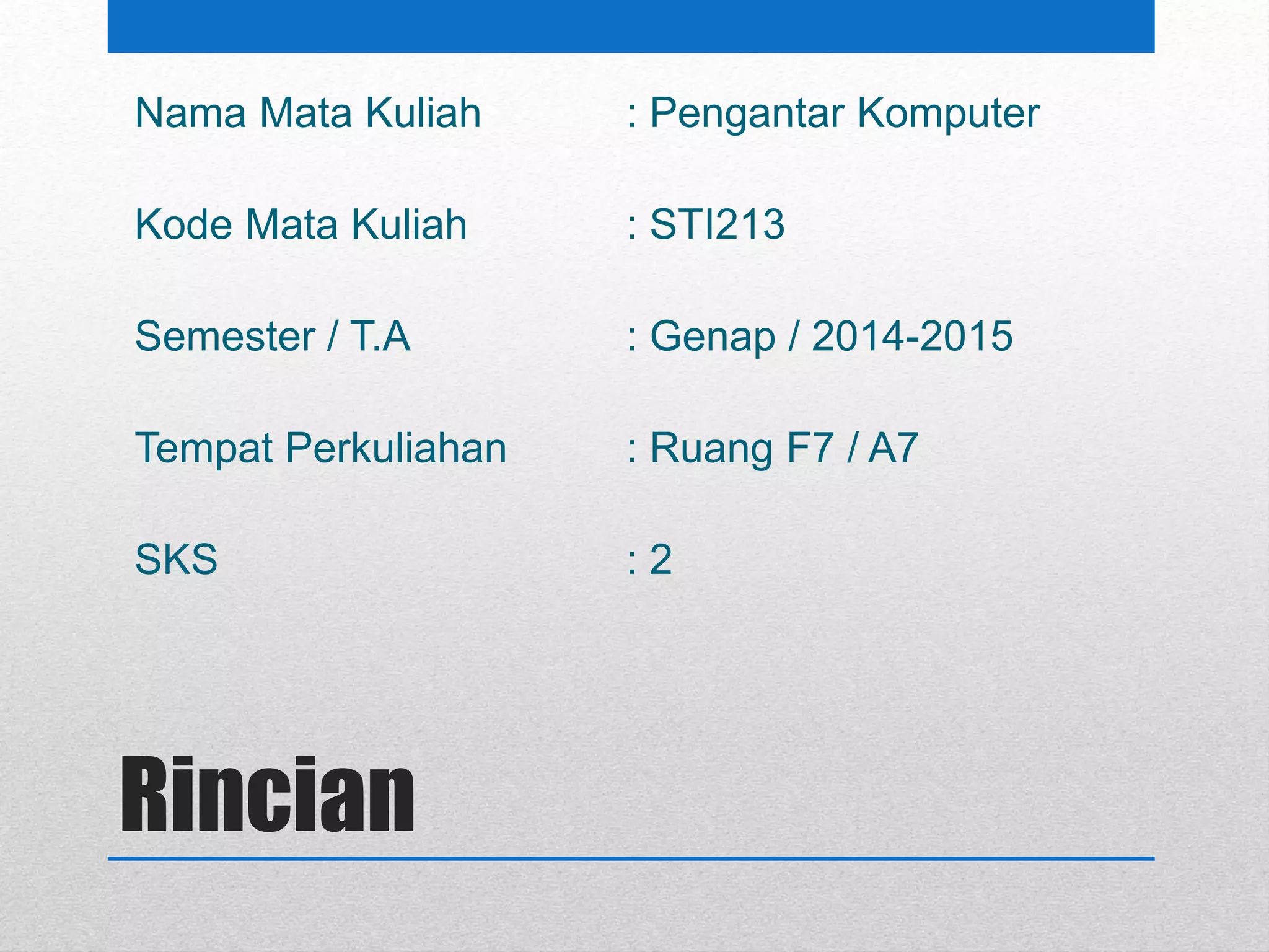 Kontrak perkuliahan | PPT