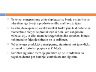 2

       Ne temat e meparshme eshte shpjeguar se blerja e sigurimeve
        ndryshon nga blerja e produkteve dhe mallrave te tjera.
       Keshtu, duke qene se karakteristikat fizike jane te dukshme ne
        momentin e blerjes se produkteve si p.sh., ato ushqimore,
        rrobave, etj., te cilat mund te shqyrtohen dhe testohen, bleresi
        nuk mund te fajesoje shitesin ne te ardhmen.
       Ndryshe nga produktet e mesiperme, sigurimet nuk jane dicka
        qe mund te testohen perpara se t'i blesh.
       Kur blen sigurime merr nje premtim qe ne te ardhmen do
        paguhen demet per humbjet e mbuluara me sigurim.
 