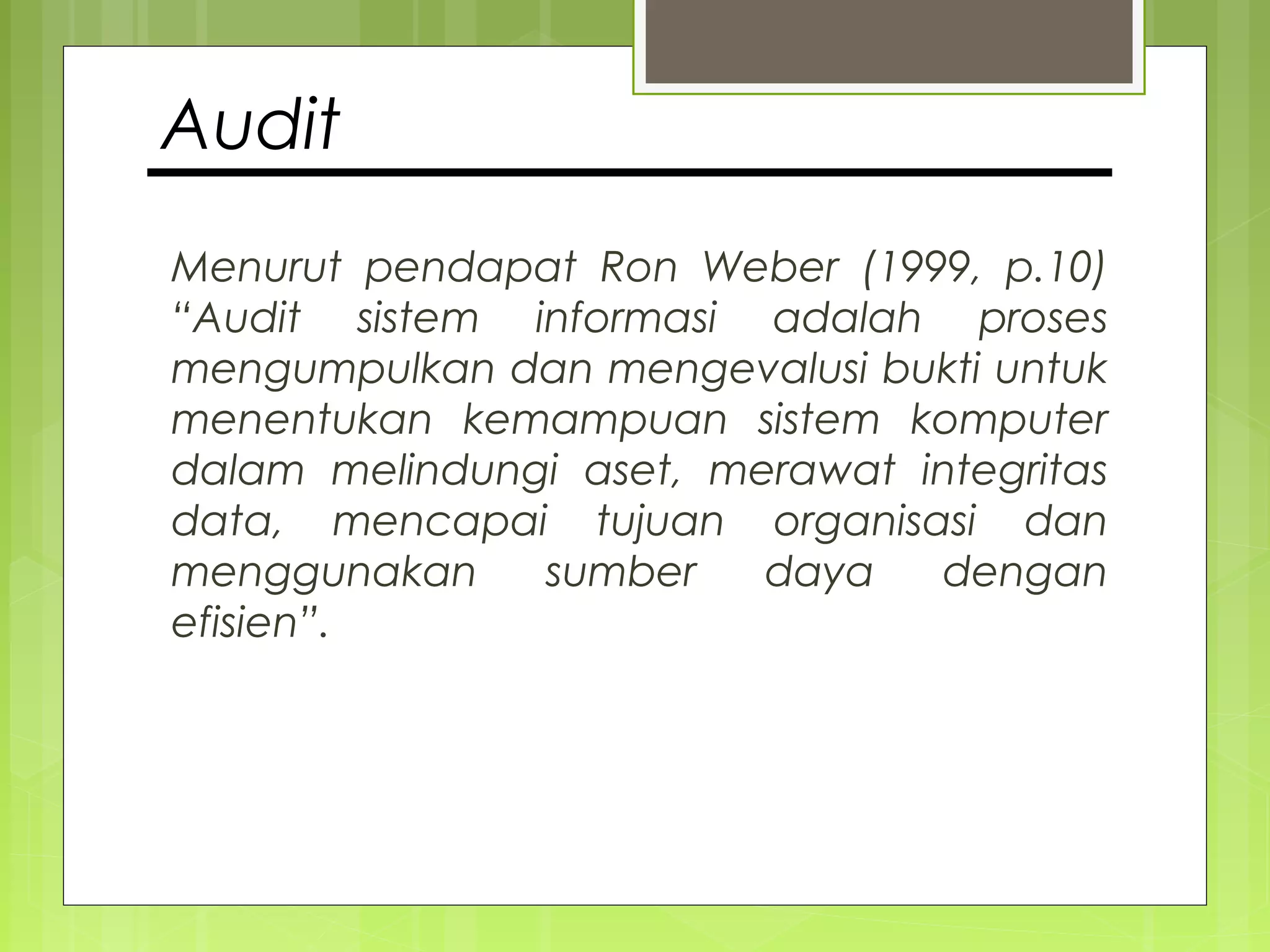Kontrol dan audit sistem informasi | PPT