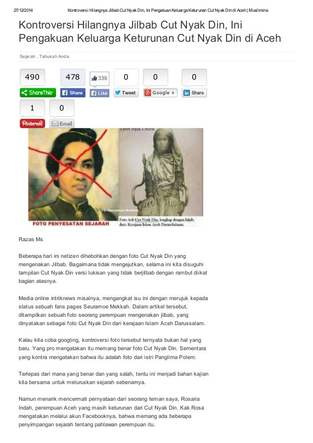 Kontroversi hilangnya jilbab cut nyak din ini pengakuan Kontroversi hilangnya jilbab cut nyak din ini pengakuan