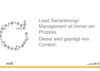 Lead Generierung/-
Management ist immer ein
Prozess.
Dieser wird geprägt von
Content.



                           25
 