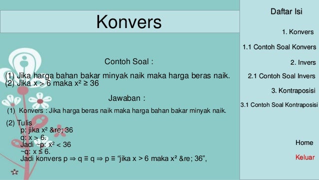 Konvers Invers Dan Kontraposisi