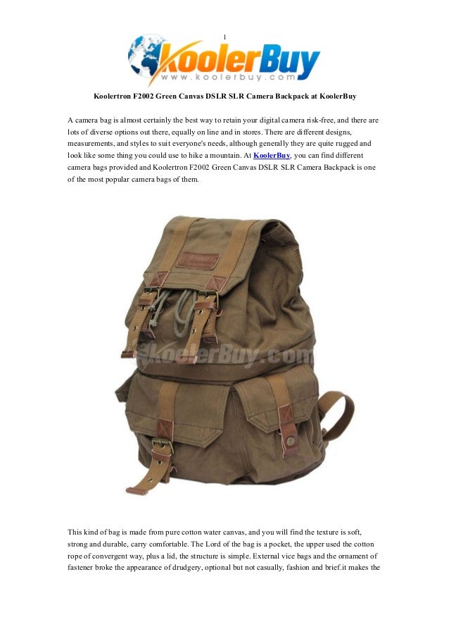 Koolertron F2002 Green Canvas Dslr Slr Camera Backpack At