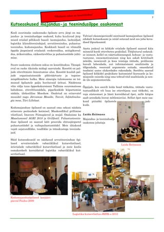 koostööoskus‖
                                    “Olulisem oskus on                                                               7

Kutseoskused majandus-ja teenindusõppe osakonnast
Kooli suurimaks osakonnaks õpilaste arvu järgi on ma-
jandus- ja teenindusõppe osakond, kuhu kuuluvad järg-        Talvisel eksamiperioodil sooritasid laomajanduse õpilased
mised erialad põhikooli baasil: laomajandus, laohoidjad,     edukalt kutseeksami ja nüüd ootavad neid ees juba keva-
logistika klienditeenindajad, arvutiteenindus, puhastus-     dised lõpueksamid.
teenindus, kodumajandus. Keskkooli baasil on võimalik
                                                             Aasta jooksul on kõikide erialade õpilased saanud käia
õppida järgmiseid erialasid: veokorraldus, müügikorral-      mitmeid kordi ettevõtetes praktikal. Tööjõuturul oodatak-
dus, ärikorraldus, väikeettevõtlus ja puhastustööde juhti-   se inimest, kellel on väärtushinnangud, kohuse- ja vastu-
mine.                                                        tustunne, enesemotivatsioon ning kes oskab kriitiliselt
                                                             mõelda, iseseisvalt ja koos teistega töötada, probleeme
Suure osakonna olulisem oskus on koostööoskus. Tänapä-       loovalt lahendada, uut informatsiooni analüüsida ja
eval on raske üksinda midagi saavutada. Koostöö on pal-      tõlgendada, veenvaid argumente esitada, omandatud
                                                             teadmisi uutes olukordades rakendada. Seetõttu saavad
jude ettevõtmiste õnnestumise alus. Koostöö kuulub pal-
                                                             õpilased kõikidel praktikate kaitsmistel kursusele ja ko-
jude organisatsioonide põhiväärtuste ja tegutse-             misjonile esineda ning oma tehtud töid analüüsida ja nen-
mispõhimõtete hulka. Meie sünergia tulemusena on toi-        de üle argumenteerida.
munud õpilastele palju huvitavaid üritusi. Näidetena
võin välja tuua õppeekskursiooni Tallinna suurematesse       Õppijale, kes soovib leida head töökohta, töötada vastu-
ladudesse, ettevõtlusnädala, piparkookide küpsetamise        tustundlikult või luua ise ettevõtjana uusi töökohti, on
nädala, ülekoolilise Moeshow. Osaletud on erinevatel         vaja süsteemset ja hästi korraldatud õpet, mille käigus
messidel nagu Järvamaa Messike, Teeviit, Infotehnoloo-       saab arendada loovat mõtlemisviisi. Sellist õpet meie osa-
gia mess, Türi Lillelaat.                                    kond püüabki õpilastele                            pak-
                                                             kuda.
Kodumajanduse õpilased on saanud oma oskusi näidata
erinevate peolaudade katmisel, Maakondlikul grillimise
võistlusel, Imavere Piimapäeval ja mujal. Osalesime ka Laida Reitmann
Maaelumessil AGRI 2010 ja Grillfestil. Puhastusteenin- Majandus- ja teenindusõp-                                pe
duse õpilased on saanud kätt proovida ehitusjärgsetel osakonna juhataja
puhastustöödel ja vaibapuhastustöödel. Meie ühiskond
vajab asjatundlikke, teadlikke ja tööoskustega teeninda-
jaid.

Häid kutseoskuseid on näidanud arvutiteeninduse õpi-
lased    arvutierialade   vabariiklikul   kutsevõistlusel,
                                                                                            Laida Reitmann
ärierialade vabariiklikul kutsevõistlusel ja meie koolis
esmakordselt korraldatud logistika vabariiklikul kut-
sevõistlusel.




Kodumajandusõpilased karjääri-
päeval Paides 2009




                                                   Logistika kutsevõistlus JKHK-s 2010
 