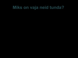 Miks on vaja neid tunda?
Koolikliima ja koolikultuur - olulisimad
aspektid kooli kui organisatsiooni ja selle
üksikute aspektide (nt koolivägivalla,
küberkiusamise, õpilaste õpiedukuse ning
toimetulekuvõime) muutmisel.
(Gottfredson jt 2011, Lindahl 2006, Mishna et al.,
2010)
E-S Sarv Tartu 2013 6
 