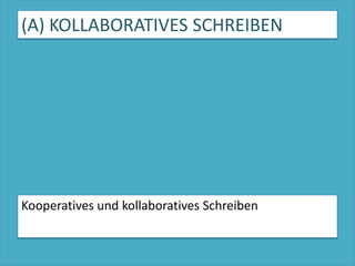 (A) KOLLABORATIVES SCHREIBENKooperatives und kollaboratives Schreiben