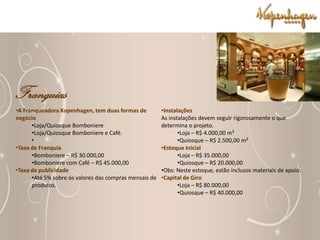 Líder no mercado de chocolates finos. VisãoSemear um mundo mais doce, oferecendo um chocolate único de sabor mágico e irresistível. MissãoFabricar produtos de altíssima qualidade, preservando seu sabor com sofisticação e originalidade.Proporcionar felicidade através de seus chocolates, estar atenta às mudanças do mercado para inovar e ir ao encontro das preferências de seus consumidores, oferecendo as melhores lojas, o melhor atendimento e o melhor produto para consumir e presentear.Trabalhar com prazer e emoção, para atender com excelência o interesse do investidor, a motivação do colaborador e a satisfação do consumidor. Valores Lideranças Interativas Trabalho em Equipe Pró-Atividade Qualidade Ética e Respeito 