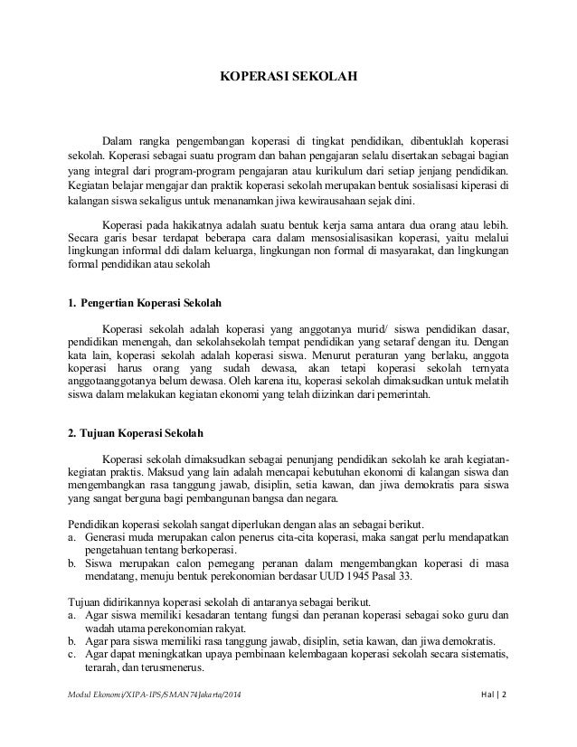 Modul Ekonomi Koperasi Sekolah