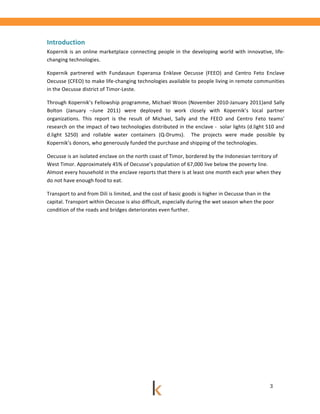 Kopernik impact assessment report: Solar light and Q Drum in Timor-Leste