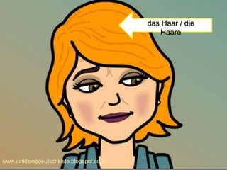 das Haar / die
Haare
www.einkleinedeutschkiste.blogspot.com
 