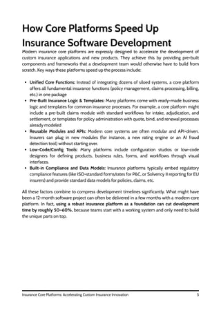 Insurance Core Modules Insurance Core Platforms: Accelerating Custom Insurance Innovation | PDF