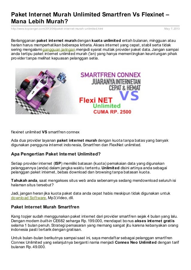 Paket Internet Murah Unlimited Smartfren Vs Flexinet