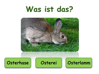 Was ist das?
Osterhase Osterei Osterlamm
 