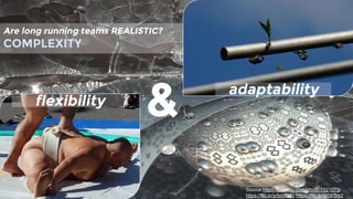 Are long running teams REALISTIC?
COMPLEXITY
flexibility
&
Source:https://pixabay.com/photo-1121073/
https://flic.kr/p/bmfQ6c https://flic.kr/p/5K5nr2
adaptability
 