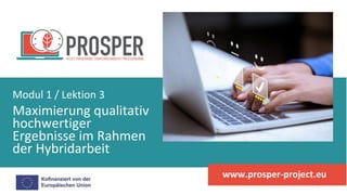 Maximierung qualitativ
hochwertiger
Ergebnisse im Rahmen
der Hybridarbeit
Modul 1 / Lektion 3
www.prosper-project.eu
 