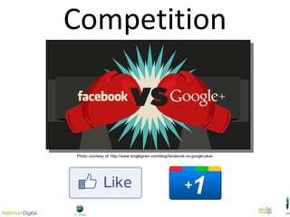 Competition Photo courtesy of: http://www.singlegrain.com/blog/facebook-vs-google-plus/ 