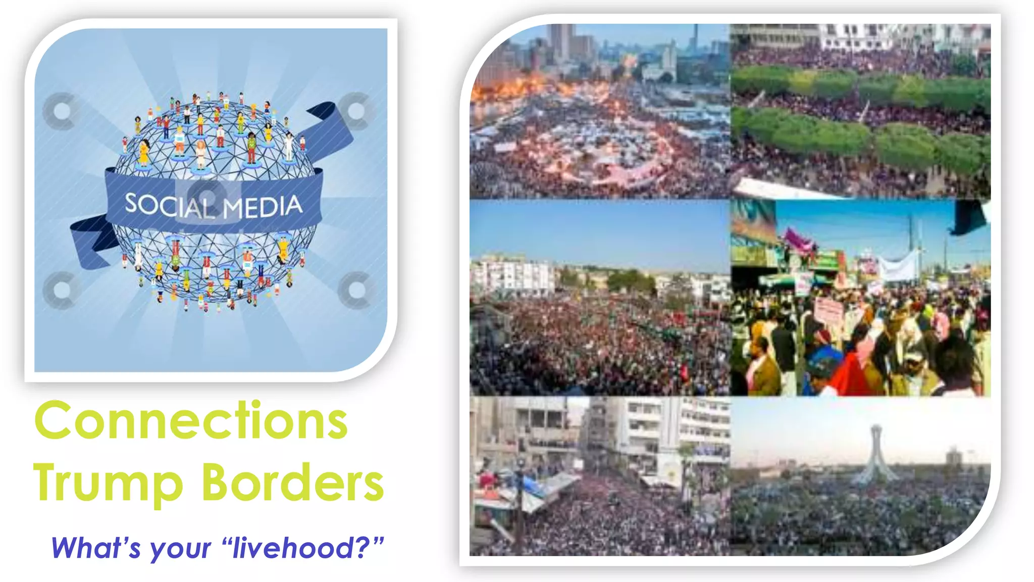 Connections
Trump Borders
What’s your “livehood?”
 