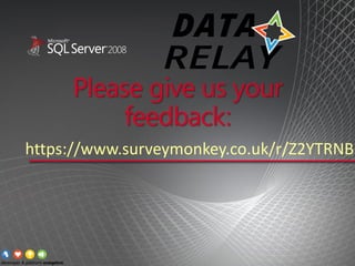 Please give us your
feedback:
https://www.surveymonkey.co.uk/r/Z2YTRNB
 