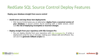 Source control at your fingertips inside
SQL Server Management Studio
• It’s easy to record and share your
code changes, b...