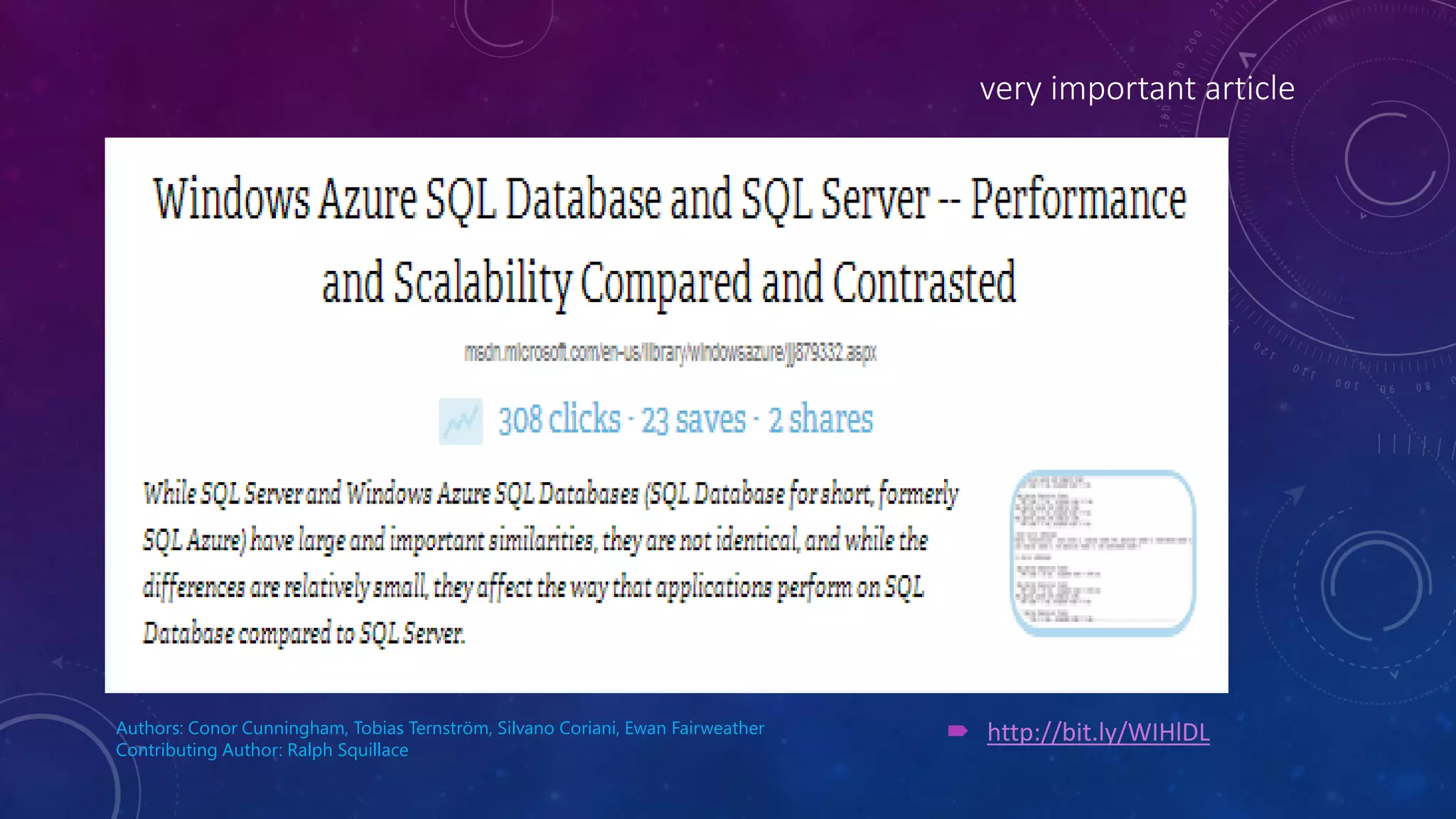very important article
Authors: Conor Cunningham, Tobias Ternström, Silvano Coriani, Ewan Fairweather
Contributing Author: Ralph Squillace
 http://bit.ly/WIHlDL
 