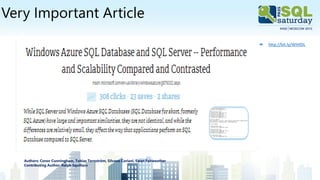 Very Important Article
Authors: Conor Cunningham, Tobias Ternström, Silvano Coriani, Ewan Fairweather
Contributing Author: Ralph Squillace
 http://bit.ly/WIHlDL
 