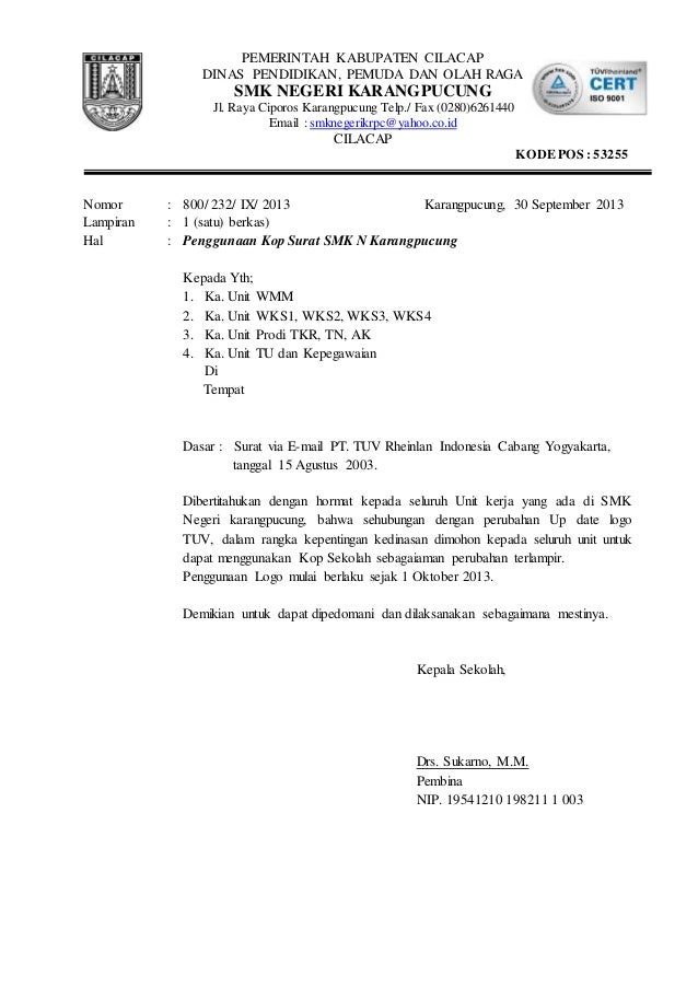 Contoh Kop Surat Resmi Sekolah Contoh Kop Surat Resmi Sekolah