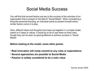 Social Media Success ,[object Object],[object Object],[object Object],[object Object],[object Object],[object Object],Gyurka Jansen 2009 