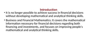 Financial Math Business Business and Financial Mathematics in management | PPTX