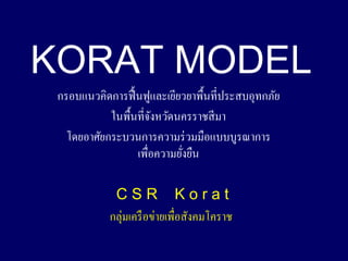 KORAT MODEL
 ???????????????? ????????????????????????????????
            ??????????????????????? ??
                      ?
   ??????????????????????? ????????????????
                  ???????????????
                             ?

             CSR Korat
            ????????? ????????????????????
 