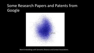 Some Research Papers and Patents from
Google
Word Embeddings with Semantic Distance and Context Associations.
 