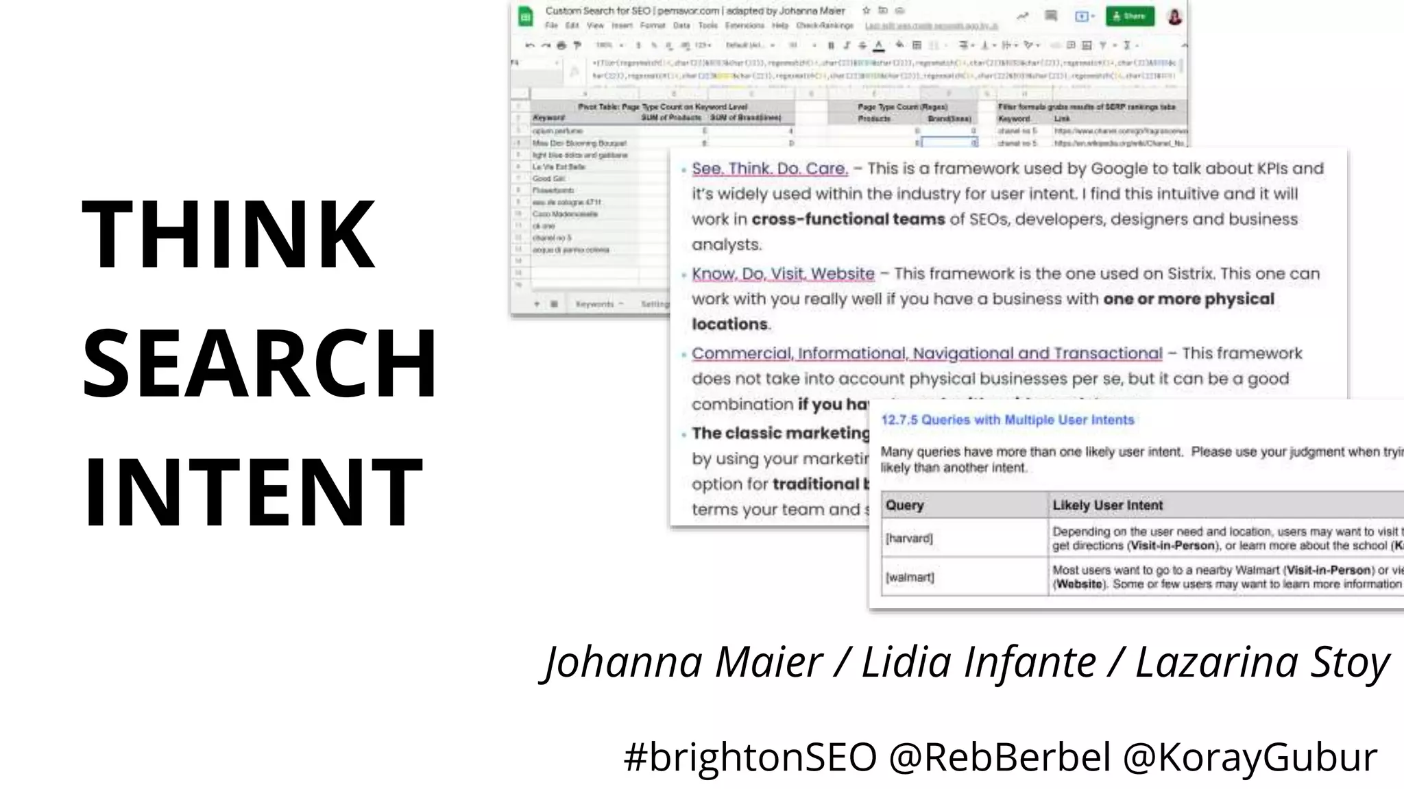 #brightonSEO @RebBerbel @KorayGubur
THINK
SEARCH
INTENT
Johanna Maier / Lidia Infante / Lazarina Stoy
 